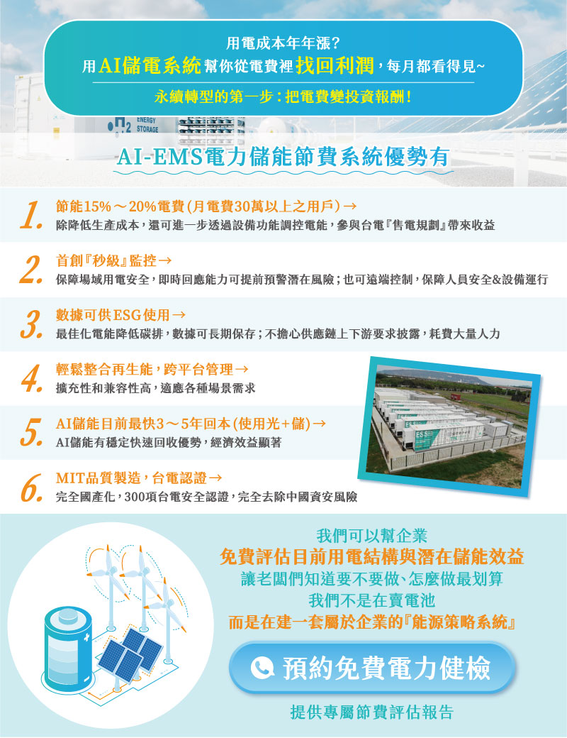 AI-EMS電子儲能節費系統優勢